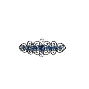 Vintage Signed Emmons Silver‎ Tone Light Blue Rhinestones Open Work Brooch Pin